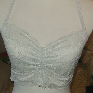 Elegant Lace Halter Bralette - White